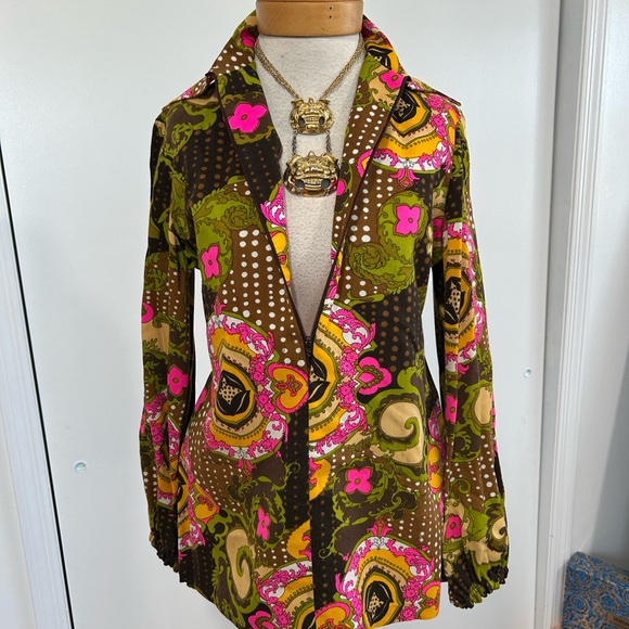 VINTAGE IGLWU MARDI MODES NEW YORK BOHEMIAN MOD PSYCHEDELIC ART TOP ..VERY RARE! - Picture 10 of 14